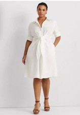 Ralph Lauren Plus-Size Linen Shirtdress. White. 16W. Used.