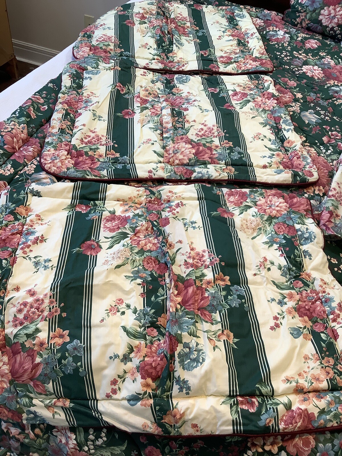 VTG Croscill Granada Green Floral Twin 8 Pc Comforter Bedroom Set Excellent Cond