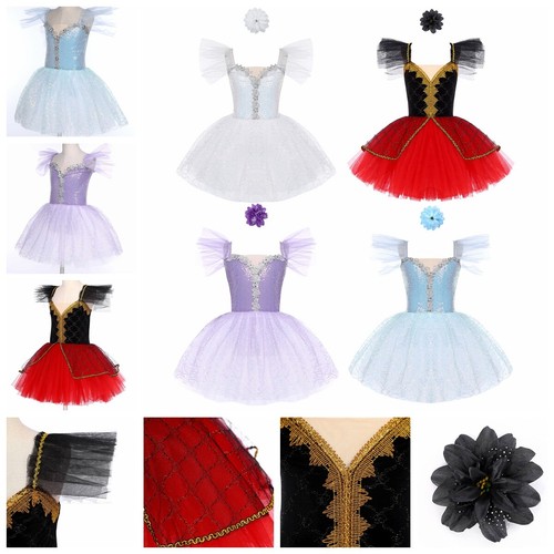 Girls·Tutu Sequin Dress Sparkly Tulle Puffy Flower Dresses Dancewear Pageant - Picture 4 of 30