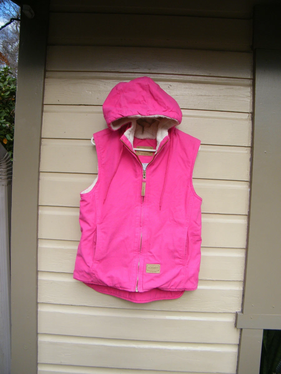 CE C E Schmidt Workwear Fit For Her Pink Canvas Vest Sherpa Size 10 12 Hood
