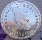 1 oz.  1795 DRAPED BUST $10 -13 LEAVES tribute silver BU round .999 fine silver