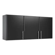 Pemberly Row Modern Engineered Wood 54" Wall Cabinet in Black
