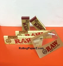 2 Packs of Raw KING SIZE SLIM ORGANIC Rolling Papers + 100 Tips + Magnifier Card