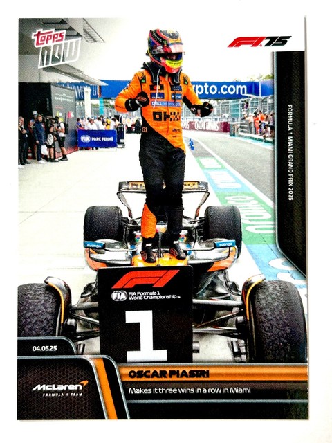 2025 Topps Now OSCAR PIASTRI #34 Formula 1 - McLaren MIAMI