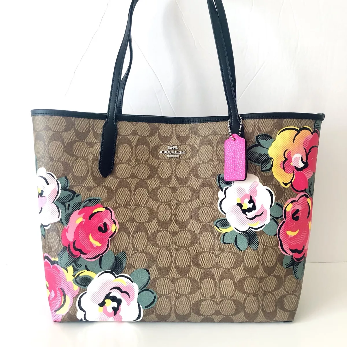 Coach City Tote Pink Floral Signature Purse NWT 378 eBay