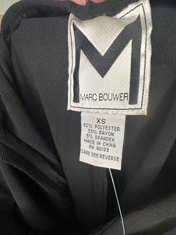 Nuevo con etiquetas Pantalones de vestir negros Marc Bouwer para mujer XS Pantalón Carrera Tirar de pierna ancha Foto 3 de 4