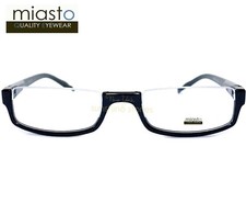 MIASTO TOP RIMLESS RECTANGLE HALF READER READING GLASSES 2.00 BLACK LARGE FLEX