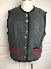 Perry Country Women’s 100% Wool  Gray Vest W Knit Trim Shoe Detail Euro 40