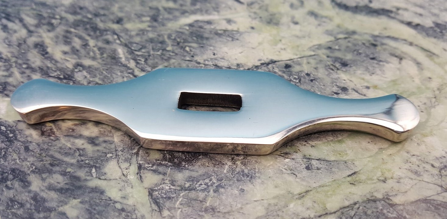 Large White Brass Slotted Finger Double Guard Fixed Blade Knife Making