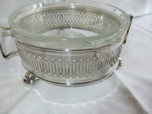Vintage Silver Plate Fretted Holder with Glass Bowl, Yeoman, Birmingham. 8x17 cm - Picture 8 of 12