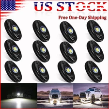 12 Universal Pure White LED Rock Lights Underbody Glow Waterproof Off-Road Truck
