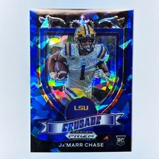 Ja'Marr Chase 2021 Prizm Draft Picks Crus Blue Cracked Ice RC #162 Bengals /99💥