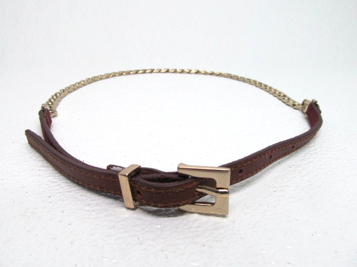 Women’s Dark Brown Suede Gold Chain Link Belt with Gold Tone Buckle Med/Large GREYSON SUEDE BELT | B-low The Belt main image 4
