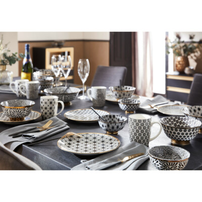 Black & Gold Porzellan Premium Becher, Dessertteller o. Schalen Goldrand formano
