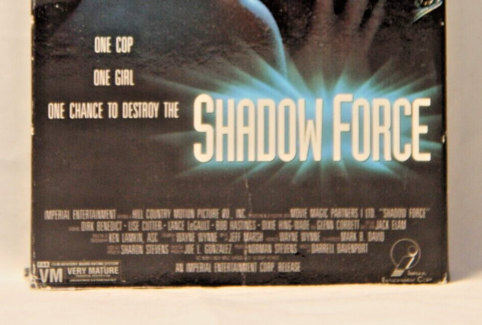 Shadow Force 1992 VHS Tape One Cop One Girl One Chance To