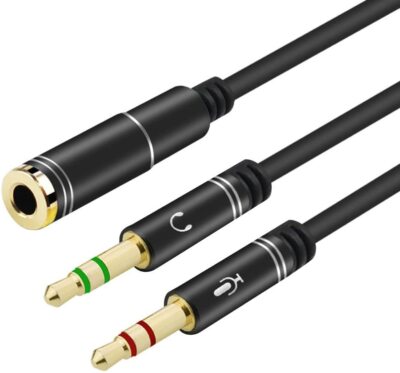 Headphone Y Splitter For Computer 3.5mm Female to 3.5mm Male Headset PC  Laptop | eBay