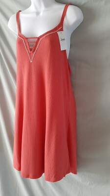 Jenni Burnt Orange Nightgown Sleeveless Knee Stripes X-Large  44'' BUST