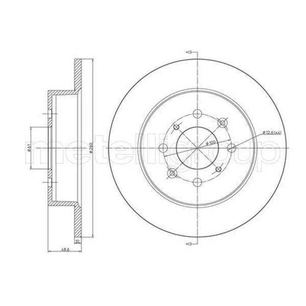 Metelli 2X Bremsscheibe Hinten Ø260 Mm Voll FüR Honda Civic VII Hatchback EU-image