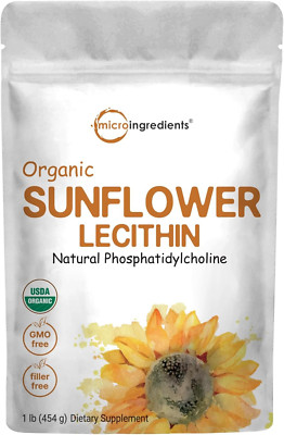 Organic Sunflower Lecithin Powder 1lb, Phosphatidyl Choline Lactation Supplement