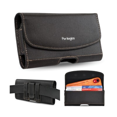 Magnetic Nylon Phone Holster With Belt Clip For Large Phone With Case Installed.