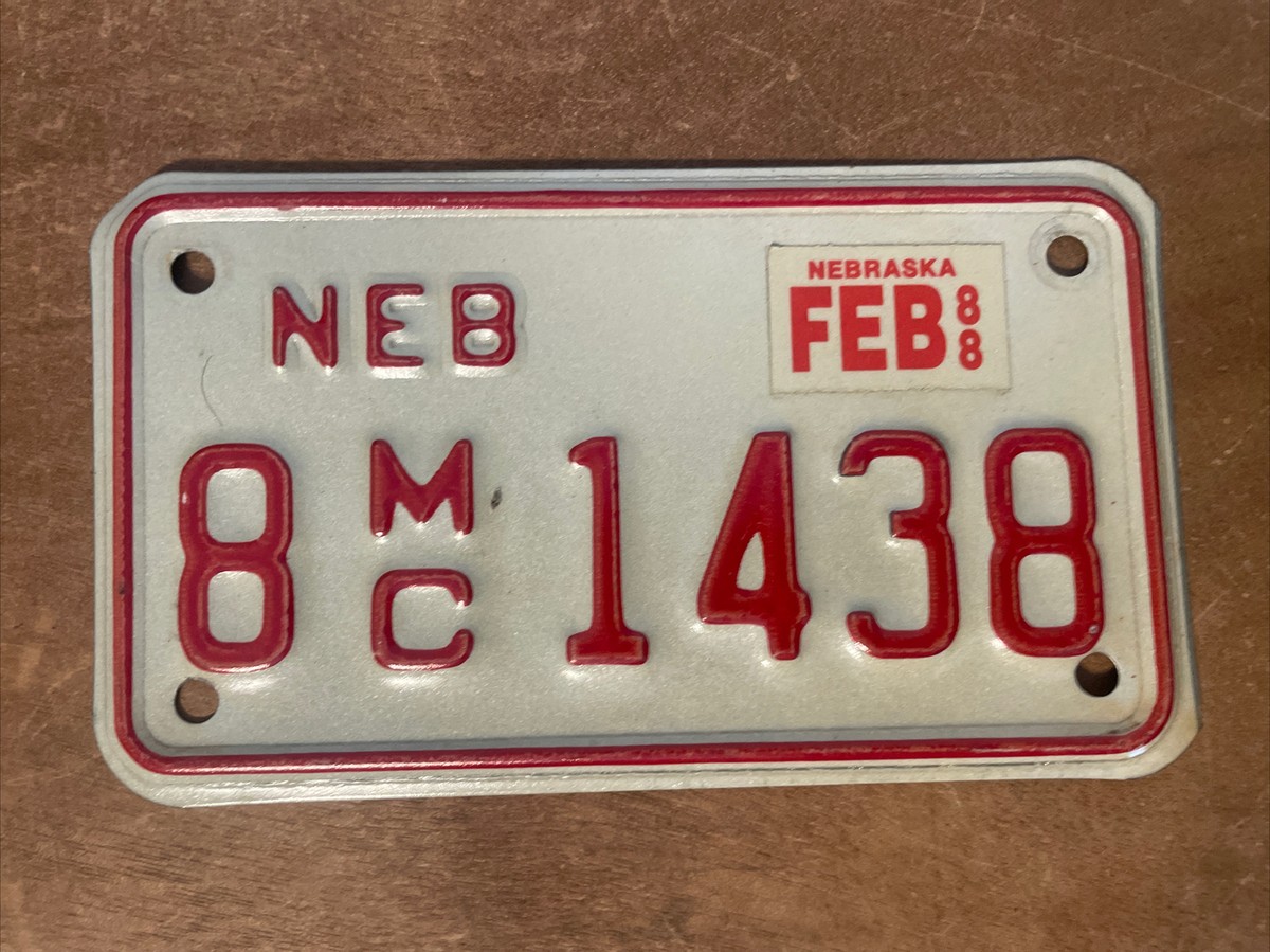1988 Nebraska License Plate Motorcycle # 8- 1438 | eBay