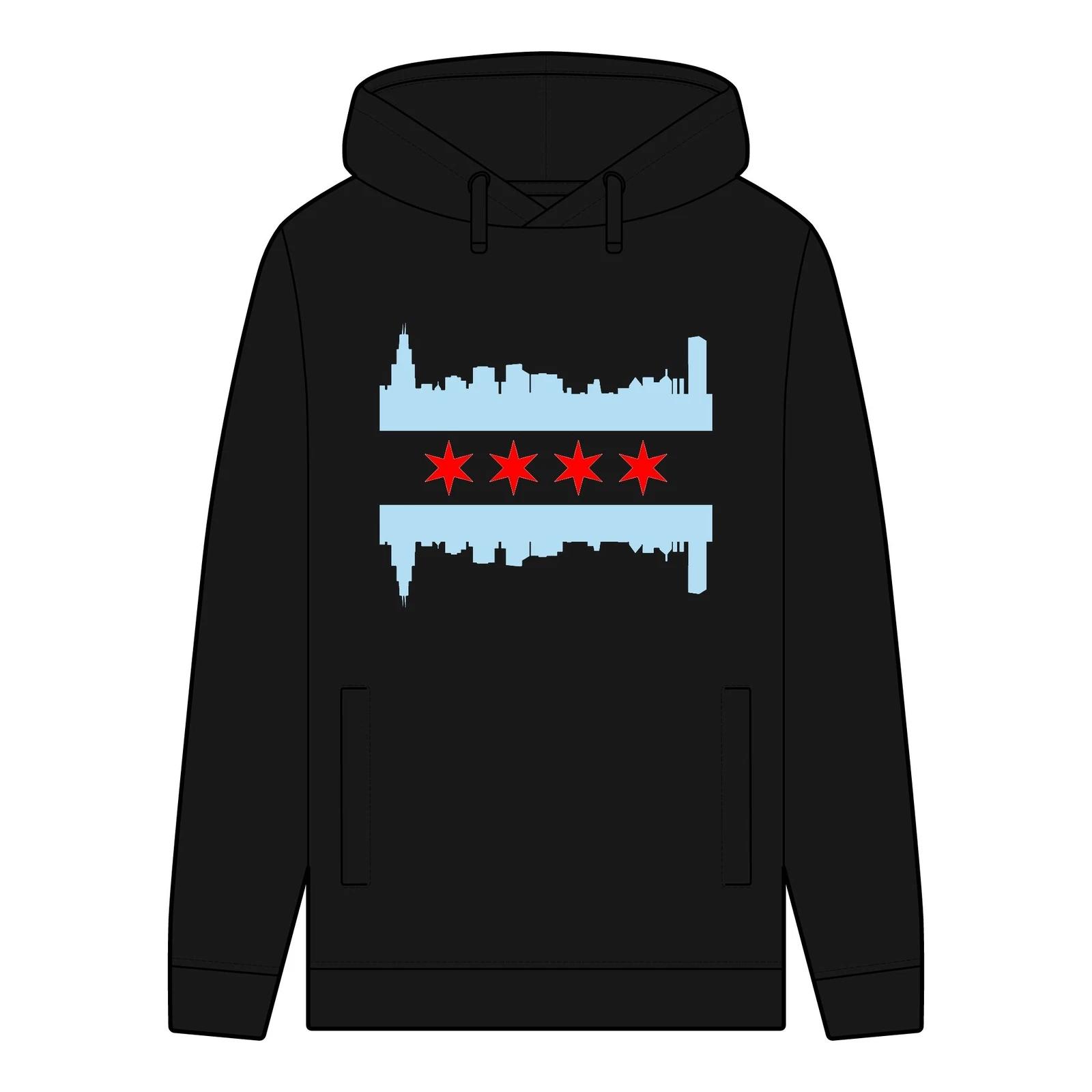 Chicago Flag Skyline Organic Hoodie, Gift for Men, Travel Souvenir, Casual Wear,