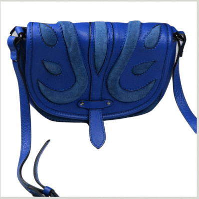 Bata Cossbody Shoulder Bag Small Leather Raised-Piping Fashion Indigo Chic India