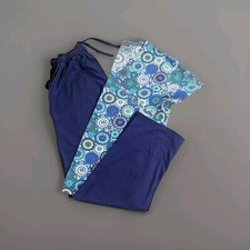 scrubs Top  Pant Set metro turquoise circle pattern 2 pkt size Top med 3 Pkt P