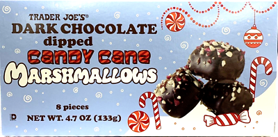 ダークキャンディー 2 Packs Trader Joe's Dark Chocolate Dipped Candy Cane Marshmallows