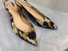 Stuart Weitzman Multi Color Canvas Pointed Toe Slingback Heel Shoes Size 8 M