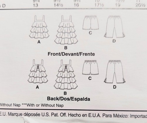 Stitch n Save by McCall's M5369 Girls Ruffled Top Shorts Capri Pants Sizes 1 2 3 - Picture 4 of 5