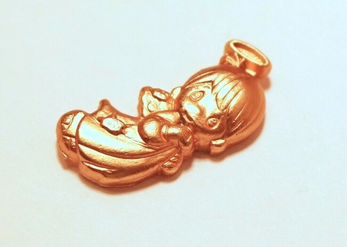 PRECIOUS MOMENTS Flying Angel with Cat in Skirt & Blanket Lapel Pin Gold Tone - Picture 2 of 5