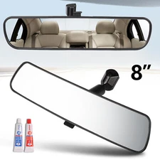 8" Universal Panoramic Car Rear View Mirror Stick-On Anti-Glare Replacement 