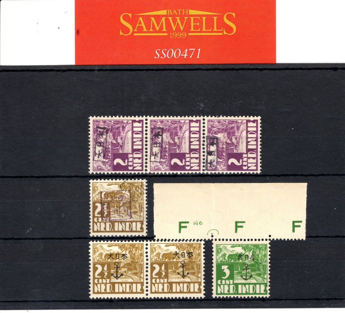 DUTCH EAST INDIES 30c Stamp WW2 DAI NIPPON *ANCHOR* & *CHOP SEAL