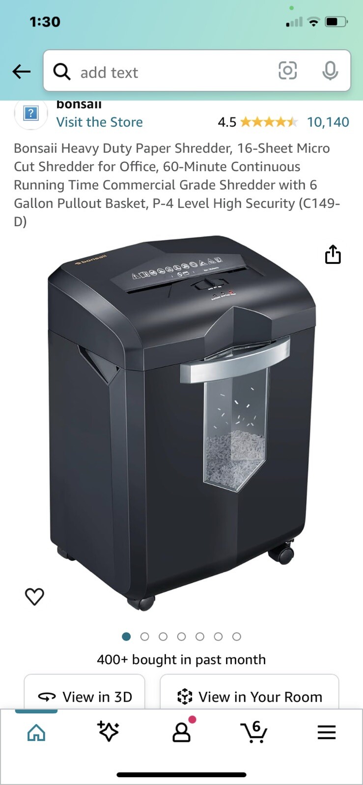 Bonsaii Heavy Duty Paper Shredder, 16-Sheet Micro