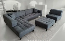 4-Piece Dark Grey Microfiber Sectional Sofa Set S1107LDG (Custom made options)