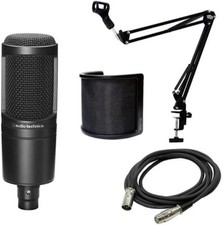Audio-Technica AT2020 Mic Set with XLR Cable Arm Stand Pop Filter   Japan