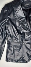 Vintage Black Real Leather Fitted Jacket Brand Krisp Size 12