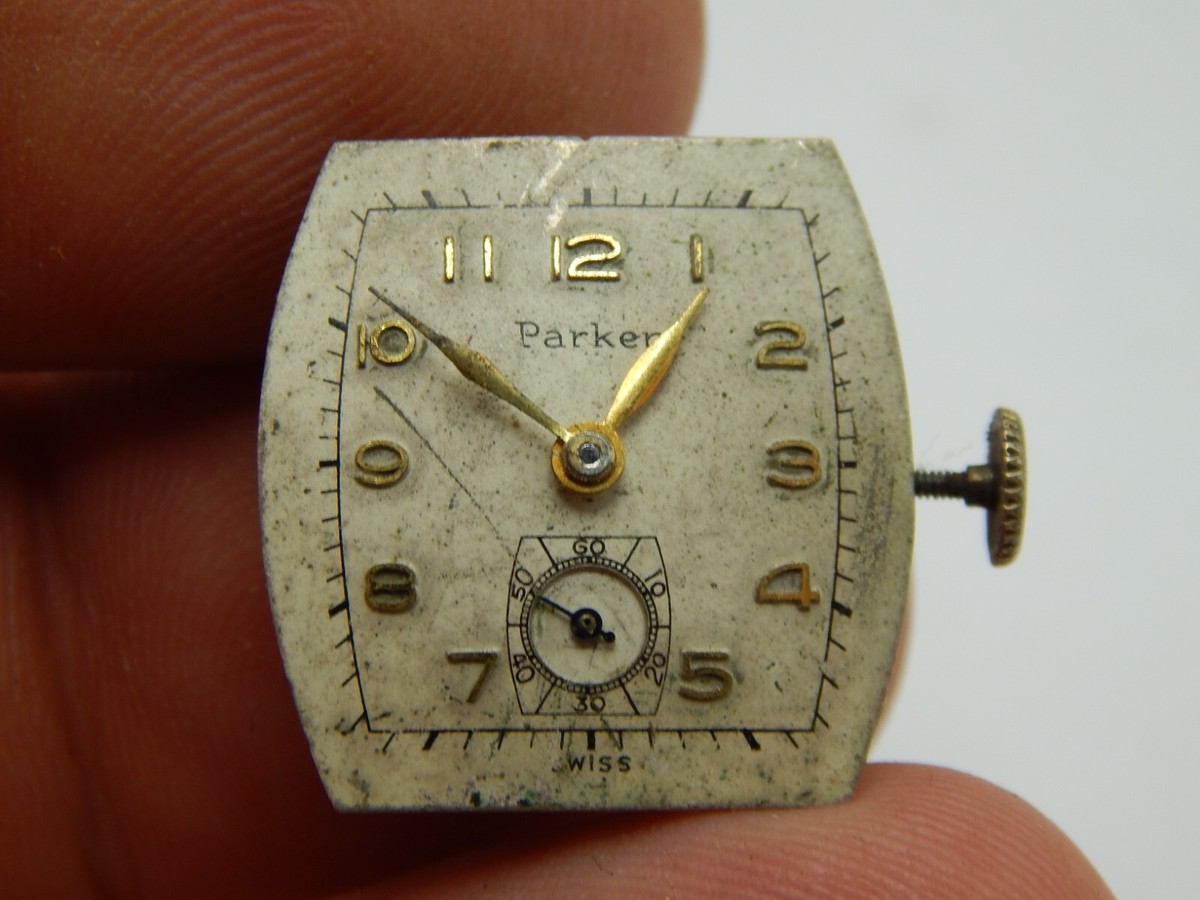 Vintage 7 jewel Parker Art deco wrist watch movement men display picture 1