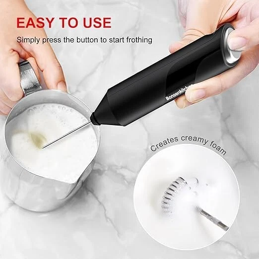 Milk Frother Handheld, Electric Foam Maker with Stainless Steel Whisk, Hand D...