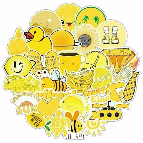50Pcs Yellow VSCO Girl Stickers Bomb Pack Skateboard Laptop Luggage Decals Lot - Picture 2 of 12