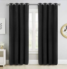 SINGINGLORY Black Velvet Curtains 52 x 84 Inch, Blackout Thermal Insulated Gr...