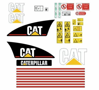 Caterpillar 318 C L N Decals (Aufkleber) Klebstoff Komplett-Set, Kein Schwarz
