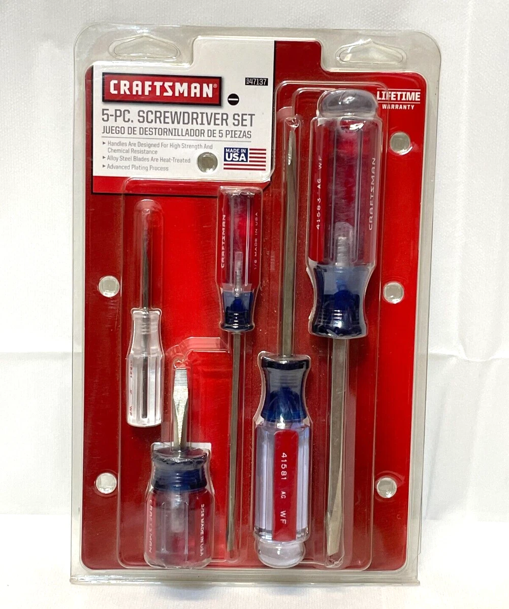 Craftsman USA 5 Pc. Screwdriver Set Slotted Made In USA 947137 FREE SHIPPING