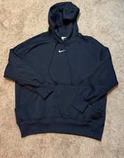 NIKE Center Swoosh Club Fleece Oversized Black Hoodie Size Women's Medium - E