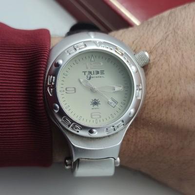 Breil Tribe Hybrid Quartz Watch Silver Tone Rubber Band men's Watch