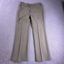 Vtg 1980s Levis 517 Sta-Prest Action Slacks Tan Polyester Bootcut USA 34x29