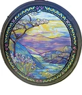 VINTAGE STAINED GLASS  LANDSCAPE / LOUIS C. TIFFANY / OVAL SHAPE by GLASSMASTERS