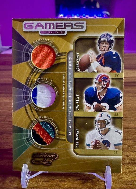 2001 Quantum Leaf Gamers Triple Patch MARINO KELLY ELWAY /25 Prime #G-9 HOF