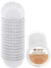 White Foil Cupcake Liners Mini Size Muffin Baking Cups 300 Count